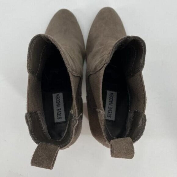 Steve Madden Taupe Suede Ravyn Boho Stacked Block Heel Pull On 9.5 Ankle Booties - Picture 6 of 8